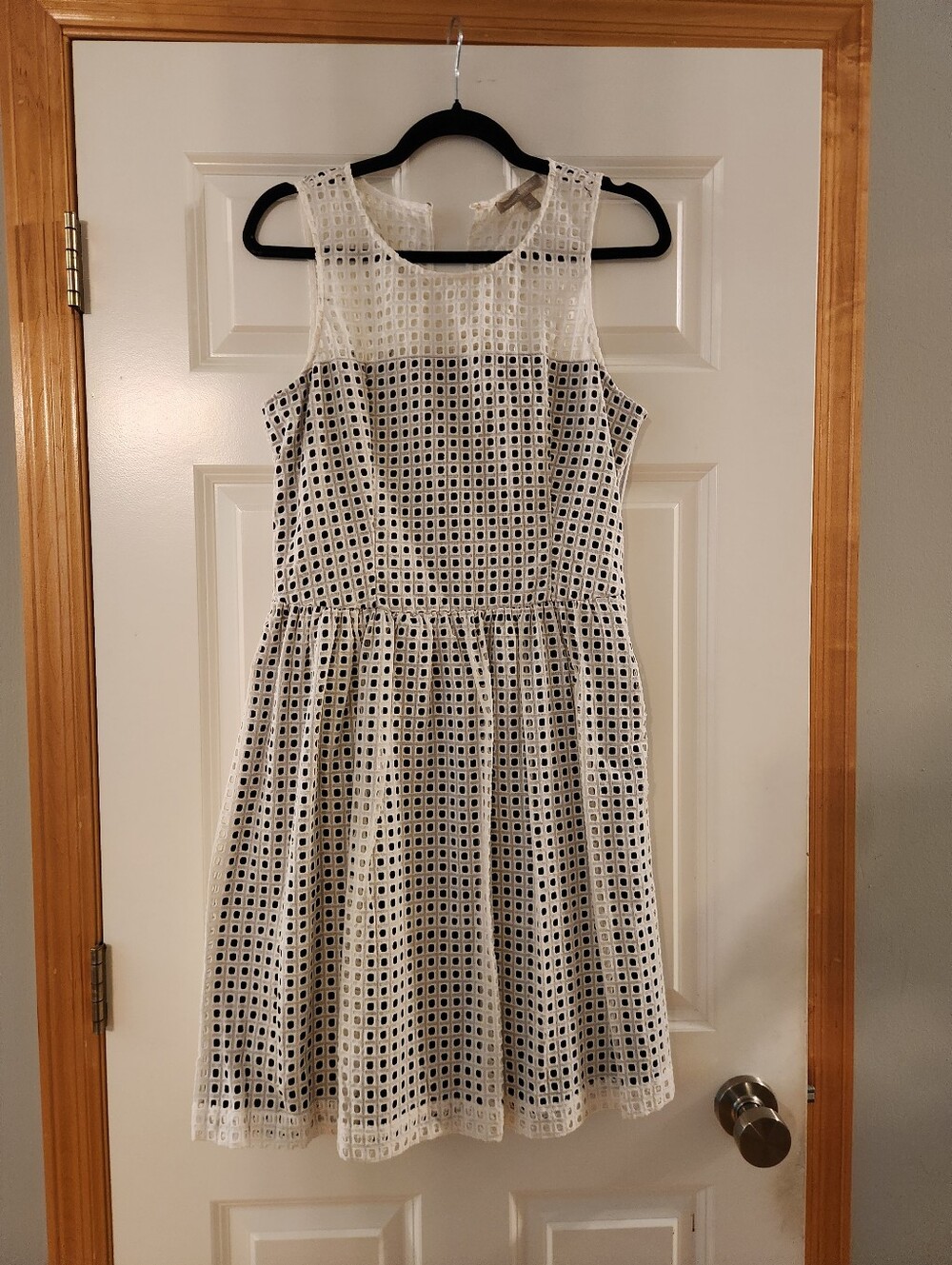 Banana Republic White Eyelet Dress with Black Lining Accents